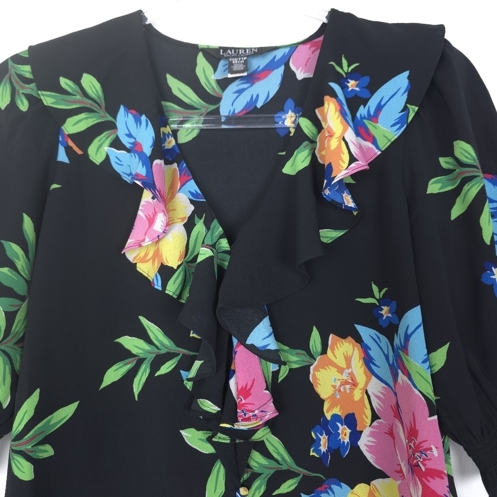 Lauren Ralph Lauren floral ruffle-trim blouse XXS - Picture 3 of 10